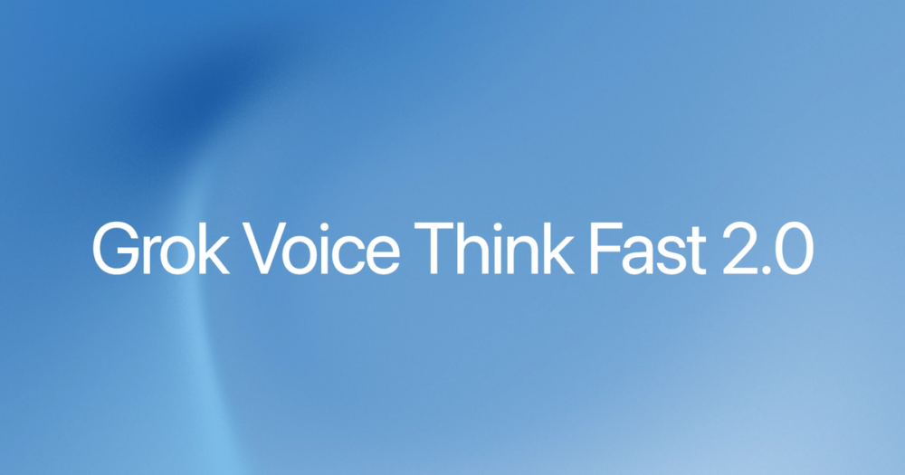 xAI公式サイトのGrok Voice Think Fast 2.0発表ビジュアル