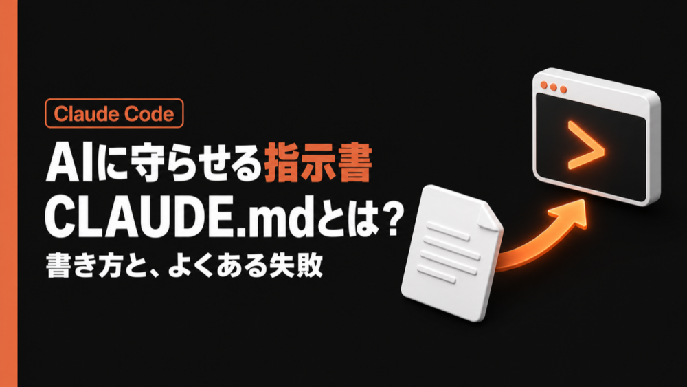 AIに守らせる指示書、CLAUDE.mdを表すオレンジ色のカバーイラスト